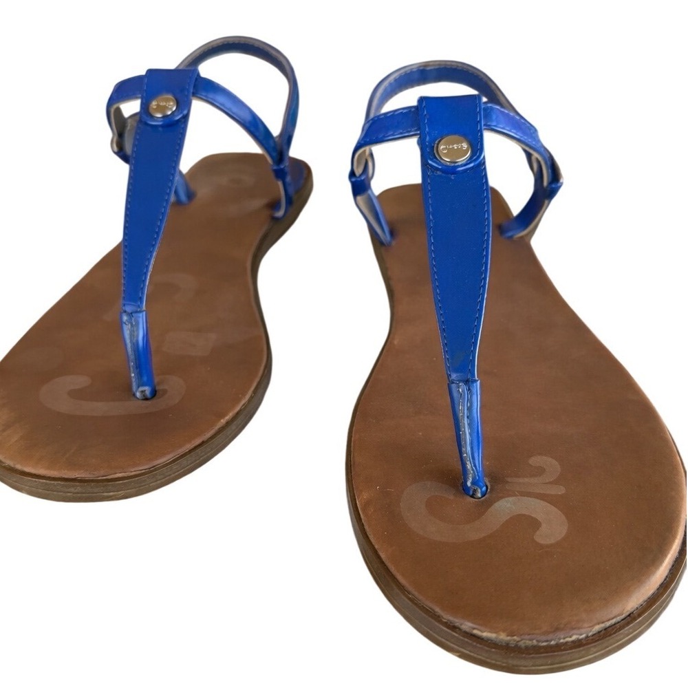 Circus by Sam Edelman Cayden Sz. 8 Cobalt Blue Patent T-Strap Thong Flat Sandals